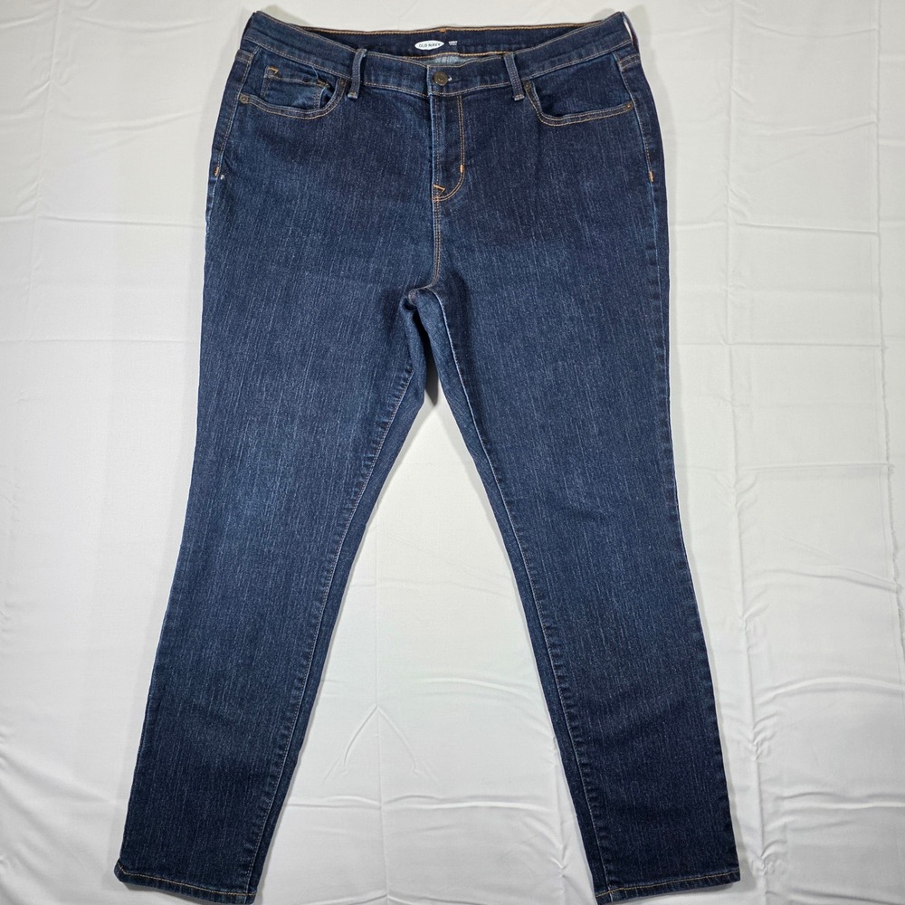 Old Navy Curvy Skinny Jeans Womens 14 Short Dark Wash Stretch Denim Blue